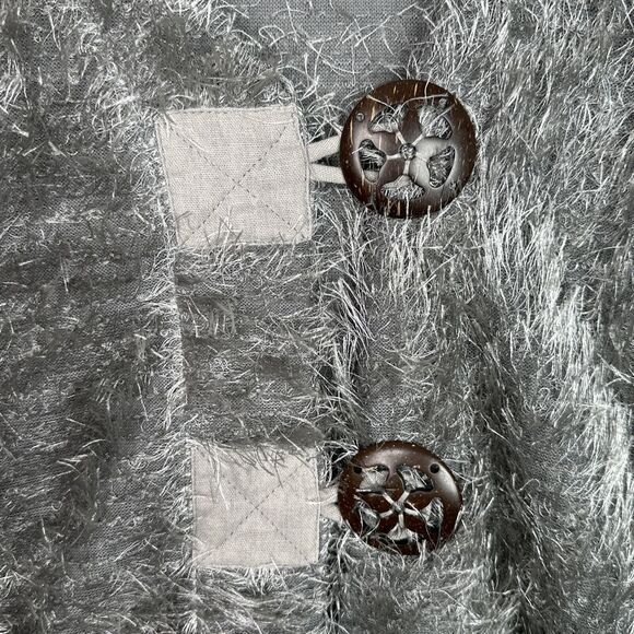 Kaktus Gray Fuzzy‎ Textured Cardigan Sweater Women’s Small Boho Button Front - Picture 2 of 16